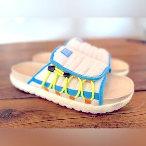 Nike Asuna 2 Slides, size 12, white/neon/blue/orange, 2022